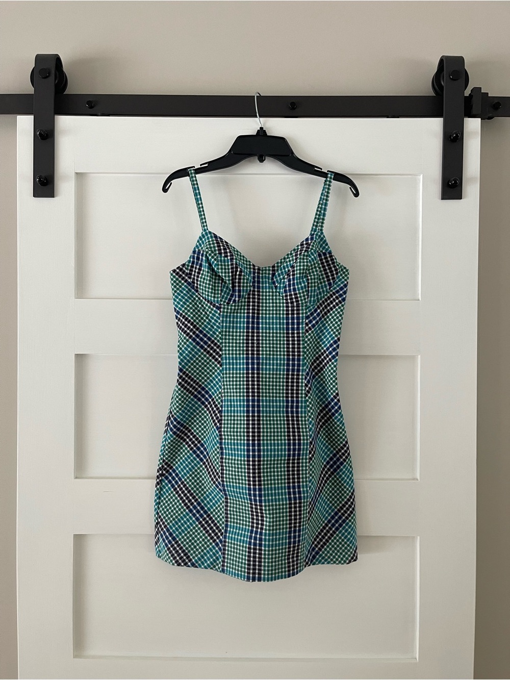 New with tag: urban outfitters Green Plaid Spaghetti-Strap Dress